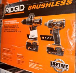 Ridgid 18 volt cordless brushless 2-tool combo kit