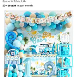 The Big One Surf One Year Old Kids Birthday Party Decorations Set New In Box 