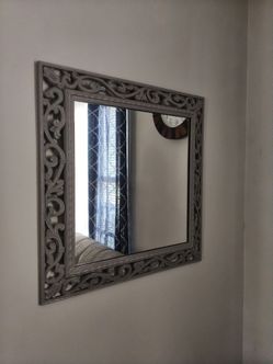 Ornate Grey Scrollwork Wall Mirror