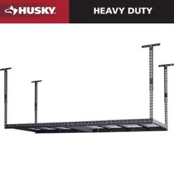 Husky 97.5 in. W x 43.75 in. H x 32 in. D Adjustable Height Metal Heavy-Duty Overhead Garage Storage Rack in Black=49