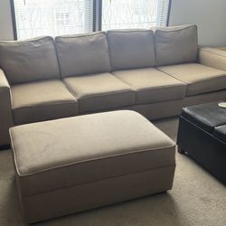 Custom Couch & Swivel Chair With Ottomans