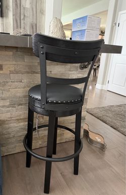 Black Bar Stool with Nailhead Trim