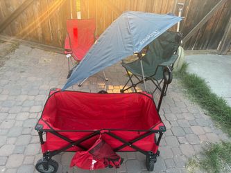 Red Folding Utility Wagon with Canopy