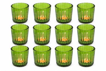New Green Glass Votive Candle Holders Set of 12