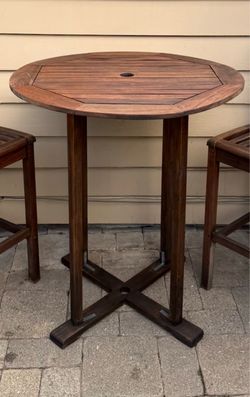 High top Oxford garden teak wood bistro table