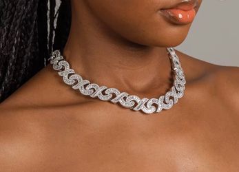 15mm Infinity Necklace Rhodium Plated Jewelry Ice Out Choker Cuban Chain for Women
