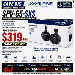 Alpine SPV-65-SXS Marine Water Resistant 6 1/2" Speaker Pods with Brackets 225 Watts 🚨 Payment Options Available 🚨 No Credit Needed 🚨