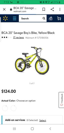 Bca 20 inch savage boy's best sale mountain bike