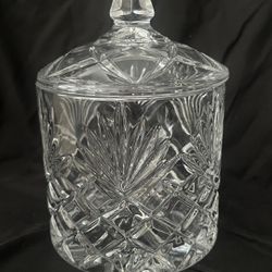 Vintage Heavy Crystal Canister Candy Cookie Biscuit Jar with Lid Diamond 