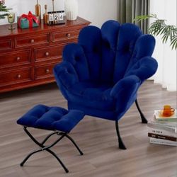 Butterfly Lazy Chair with Ottoman Reading Chair Lounge Accent Chair Small Spaces Chair Royal Blue 37.5"×25.5"×28.5" 