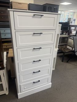 NEW & FULLY ASSEMBLED Tall White 6-Drawer Dresser | Minor Defect | Ready to Take Home Today!  Brand new, fully assembled, ready for immediate pickup. 