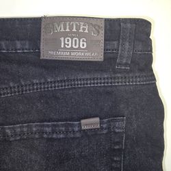Smith's Workwear Mens Black Fleece Lined Stretch Denim Jeans 34x30