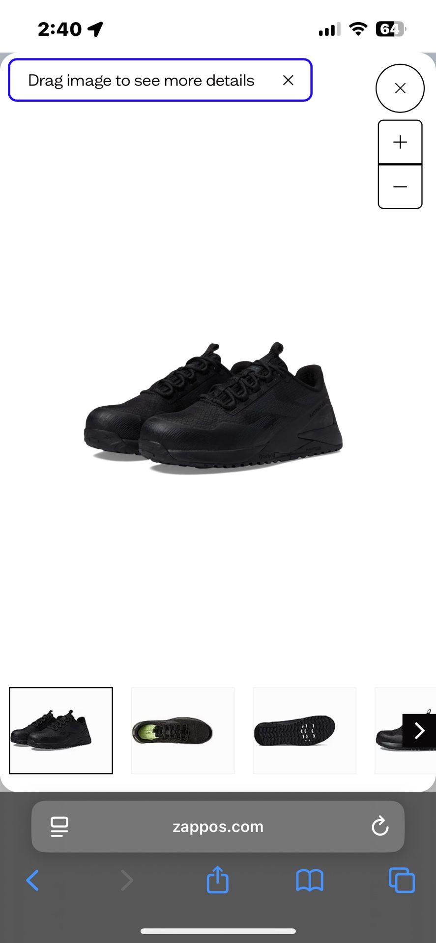 Black Reebok Work (Steel Toe) Women 8.5 Slip Resistant Rubber Outsole