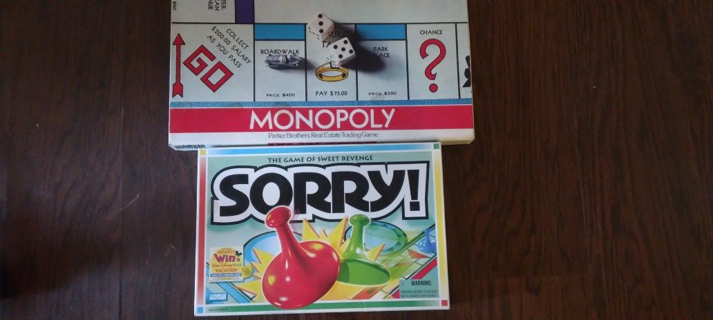 Lot Of 2 Vintage Boardgames Sorry Monopoly 