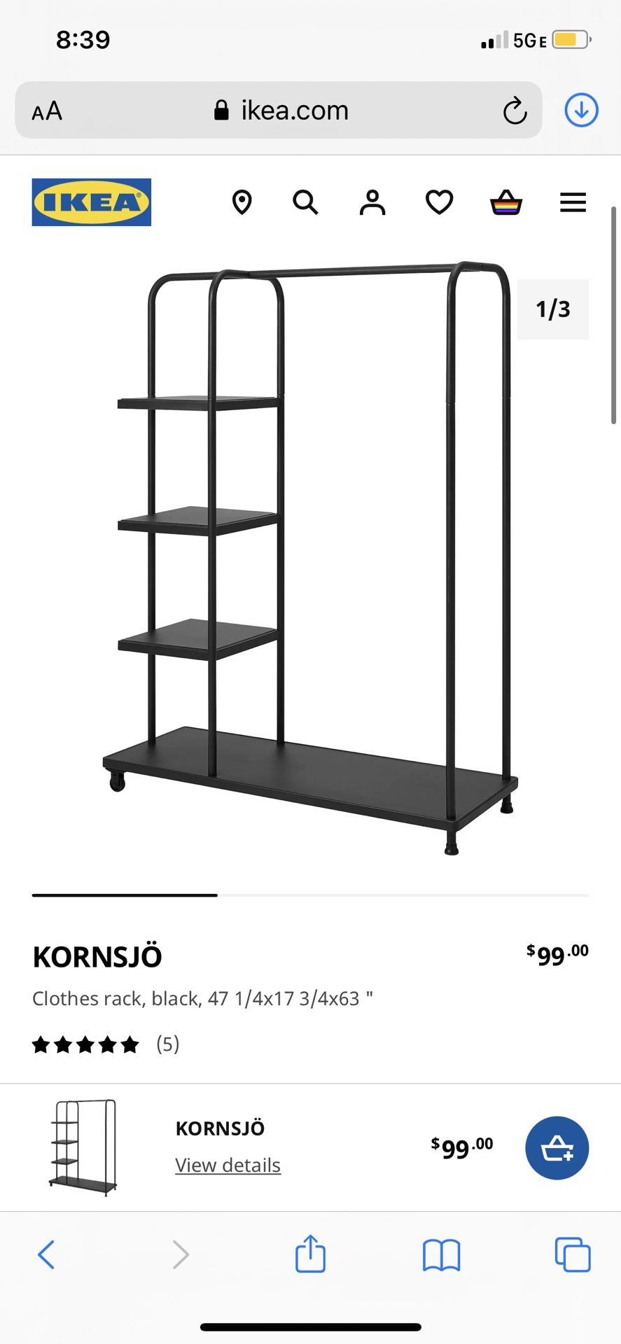 IKEA KORNSJÖ Clothing Rack - Main Image