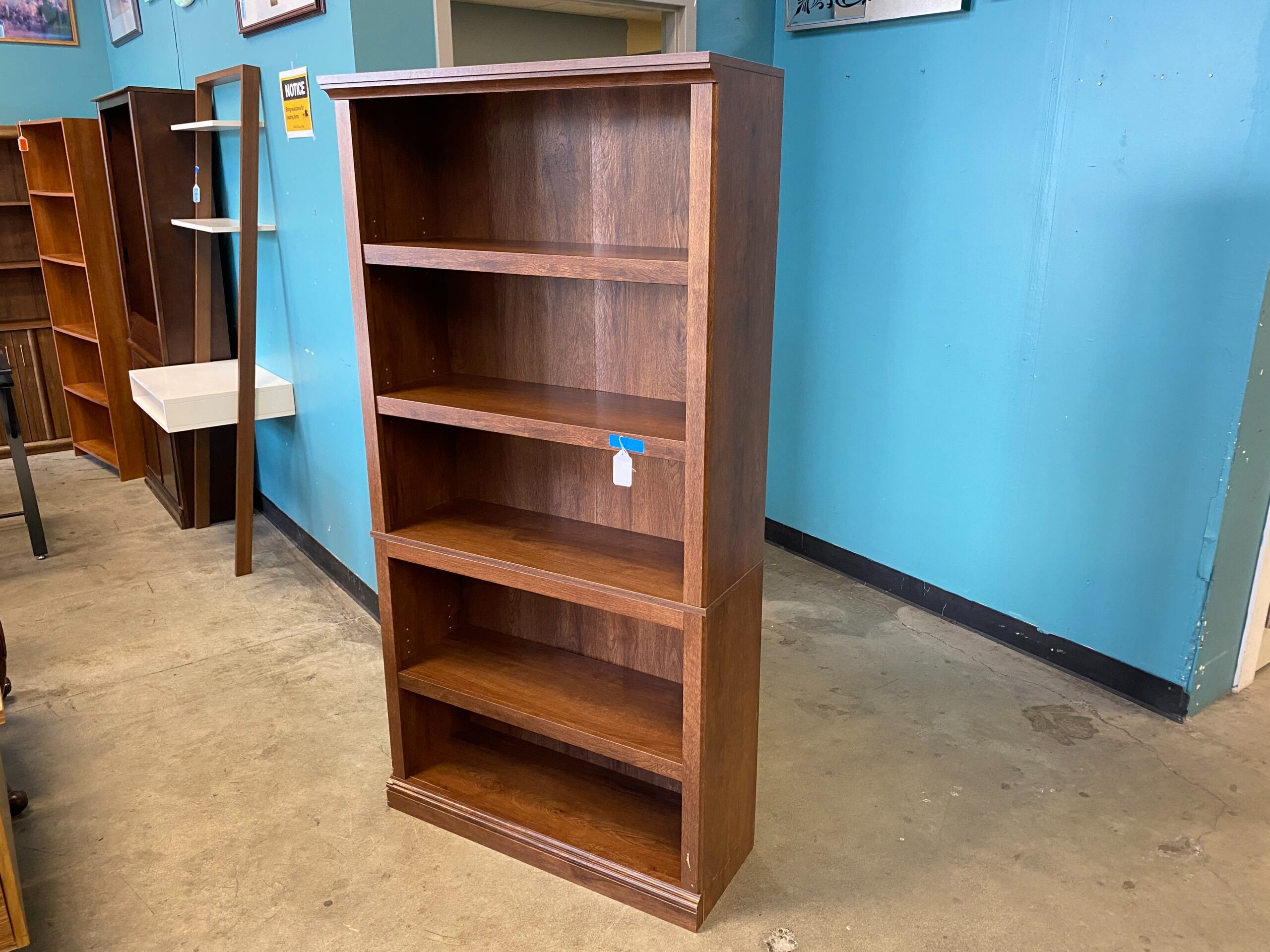 Espresso Stained Sturdy 5 Shelf Bookcase