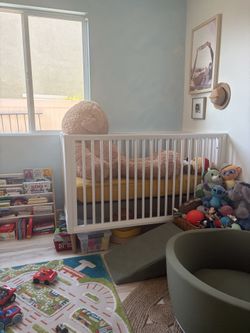 White wooden baby crib $60