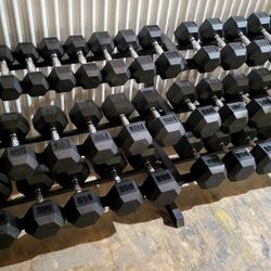 Dumbbells, Bumper Plates, Kettlebells, Barbells, Power Racks and more!

