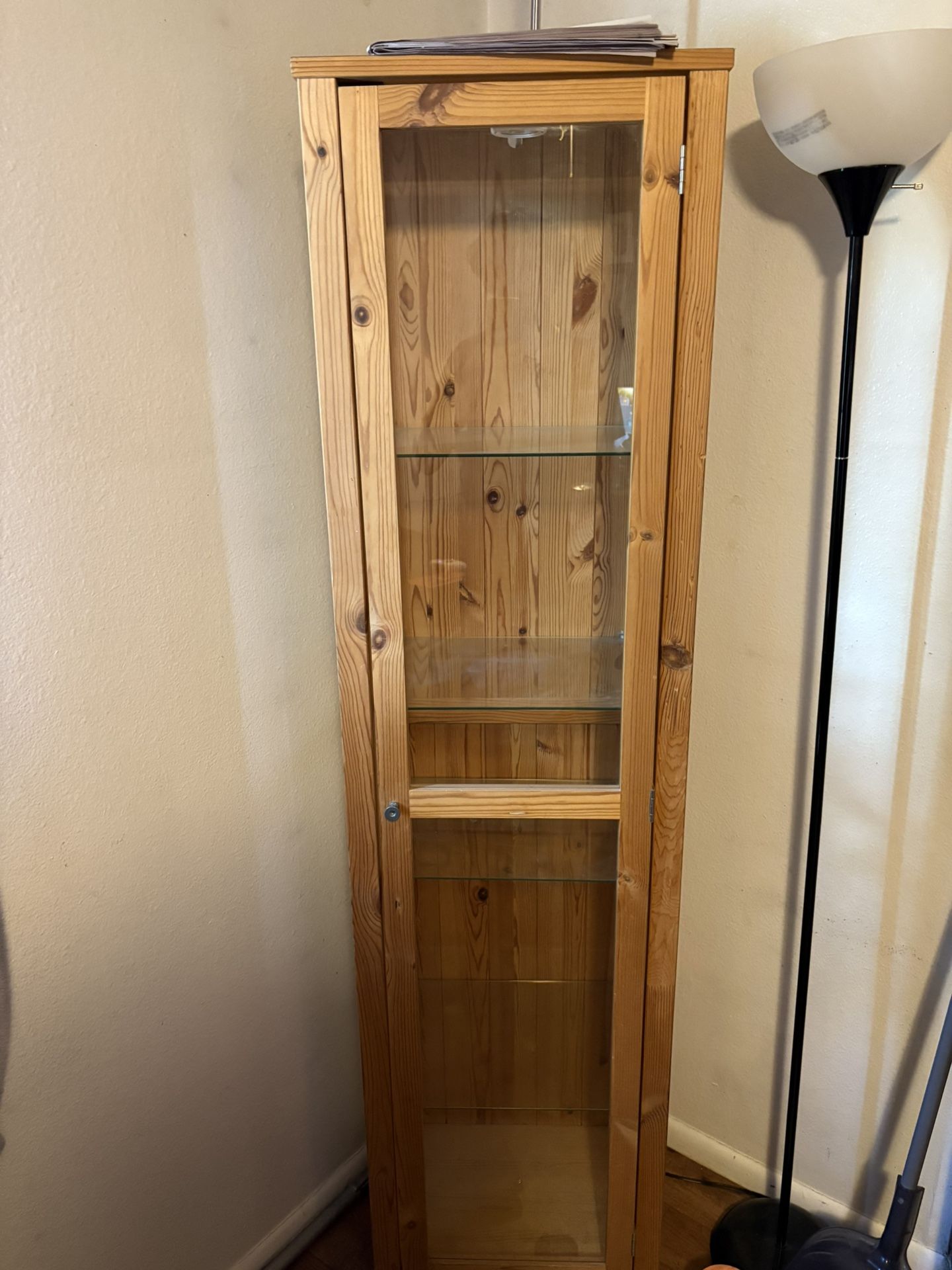 Display Case Wood Glass Shelves
