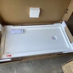 DreamLine SlimLine 36-in W x 60-in L Right White Double Threshold Rectangle Corner Shower Pan Base with 2.75-in H Threshold