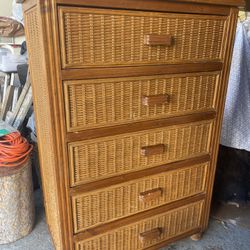 Wicker Rattan Dresser Bureau