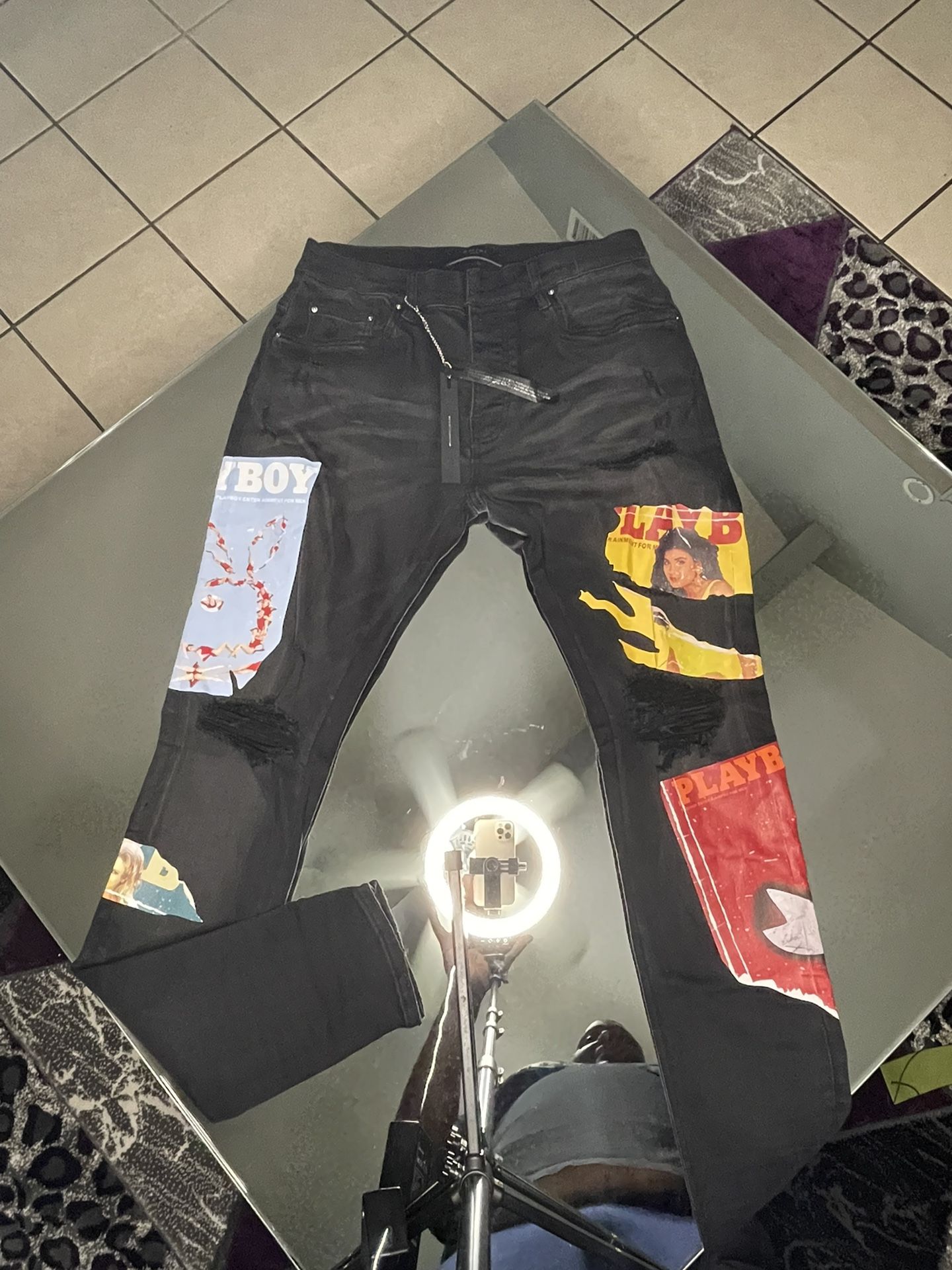 ❤️‍🔥❤️‍🔥 AMIRI BLACK PLAYBOY MAGAZINE JEANS❤️‍🔥❤️‍