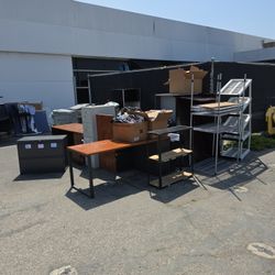 Assorted Shelves, Filing Cabinets And Desks