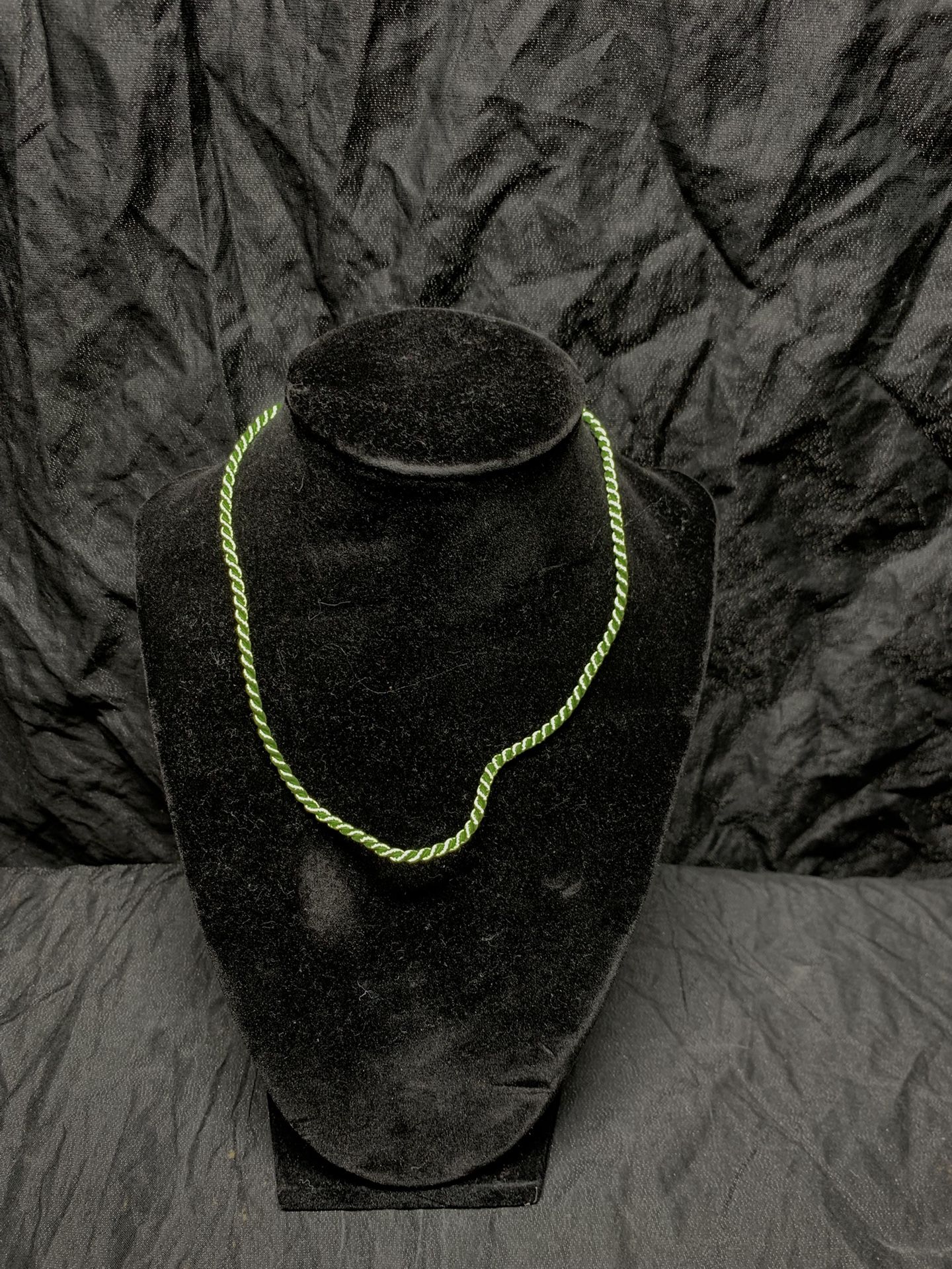 Twisted Lime Green Rope Necklace With Sterling Silver Clasps
