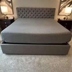 Pottery Barn King Size Upholstered Storage Bed
