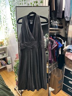 gray metallic sleeveless dress