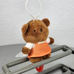 3" Miffy Barbara The Bear Orange Overalls Keychain Charm Plush