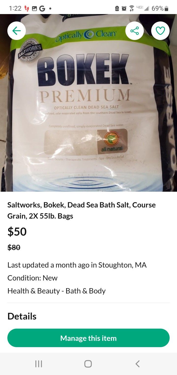 Saltworks, Bokek, Dead Sea Bath Salt, Course Grain, 2X 55lb. Bags