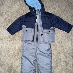 Carter's Boys' Heavyweight 2-Piece Skisuit Snowsuit, Navy Bear, 2T