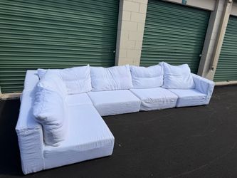 White Linen Modular Sectional Sofa