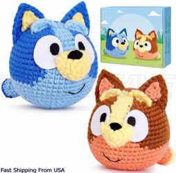 Bluey Crochet Kit for Beginners with Step-by-Step Video Tutorials - 2 Pack