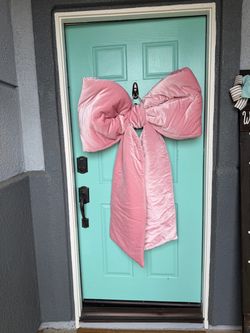Large Pink Velvet Door Bow