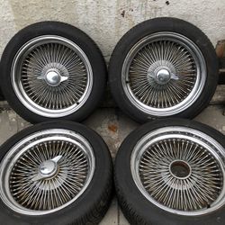 17” Wire Spokes Wheels 5 Lug Universal Chevy El Camino Monte Carlo S10 Blazer Buick Regal Cutlass Wagon 5x4.75 
