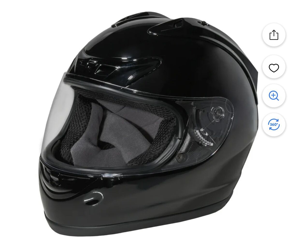 FUEL Adult Full-Face Motorcycle Helmet DOT Approved Gloss Black, Medium