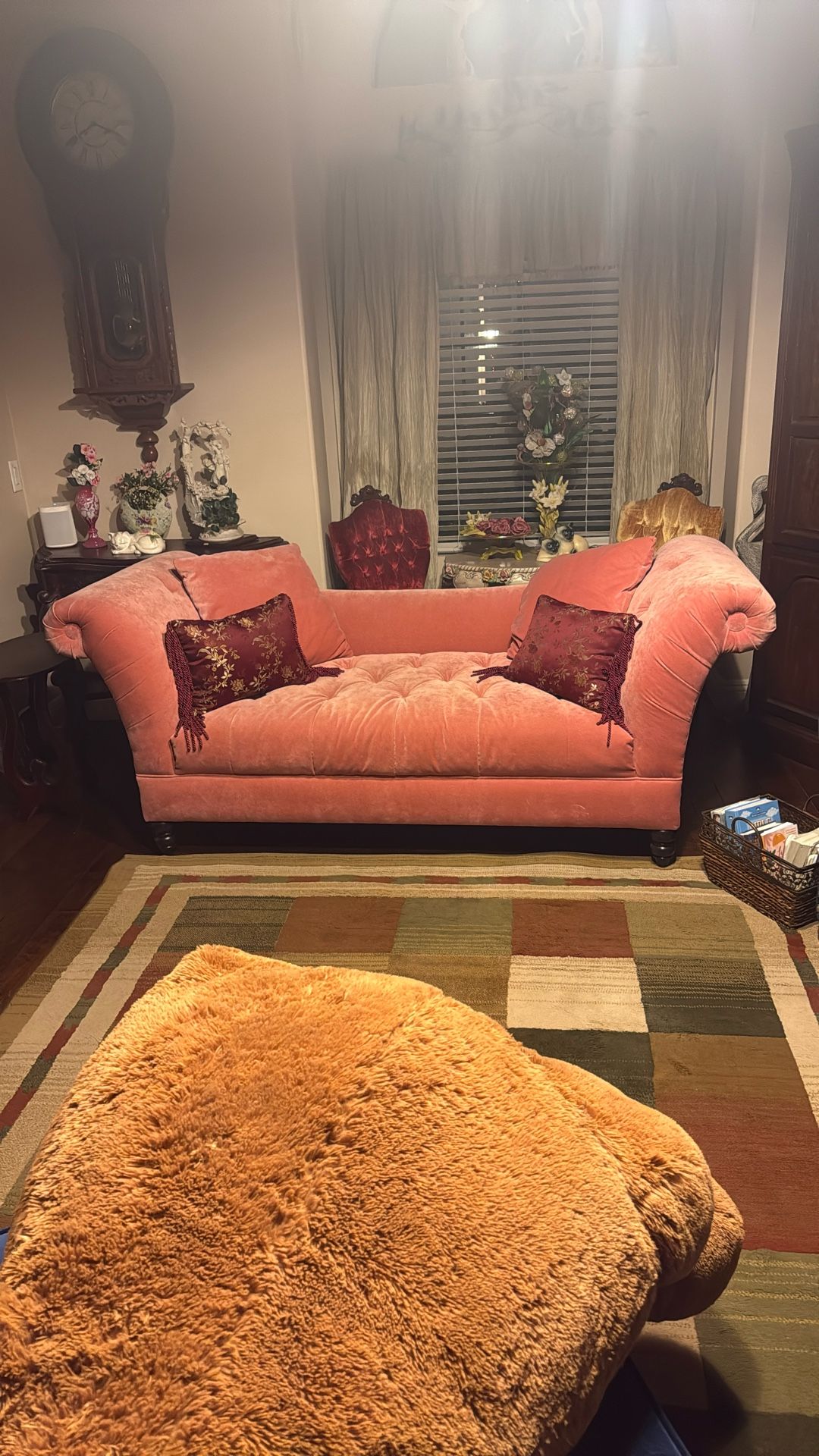 Velvet Chaise Sofa Mid-Centry 