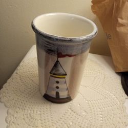 Lantic Deruta Italy Hand Painted Ceramic Pottery Utensil Holder 