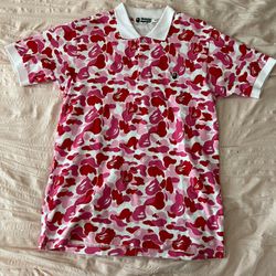 Bape Pink ABC Camo Mens Polo