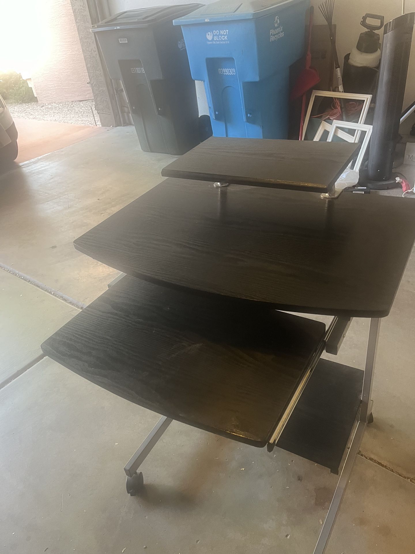 Small Desk With Monitor Stand And Keyboard Tray