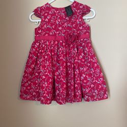 George, Red/ Pink Floral Dress, 6-9 Months 