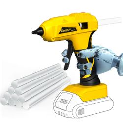 Cordless Glue Gun 100W for DeWalt 20V Battery, Tool Only & 10 Pcs 0.43" Sticks