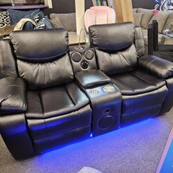 Brand New Loveseat, Bluetooth Speaker, Bass Box, Power Recliner, Adjustable Light, LED Under Light Reg $1000 Now $749 