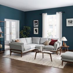Remi Light Gray “Mineral” Tweed Fabric L-Shaped Sectional Sofa w/ Ottoman By Castlery [NEW IN BOX] **Retails for $2599