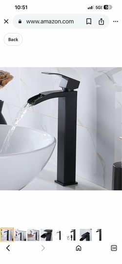 Vessel Sink Faucet Black, Single Handle Single Hole Waterfall Rv Bathroom  Black F21 $40
