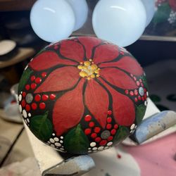 Poinsettia Hand Painted Rock