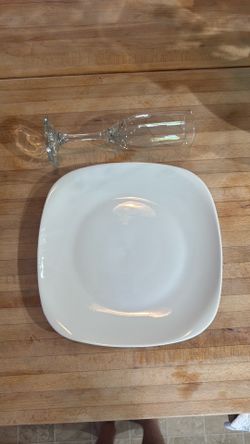 Champagne Flutes and Plates - set of 112 each. Perfect for Wedding or formal event.