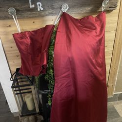 2 Piece Corset Red Evening Gown 